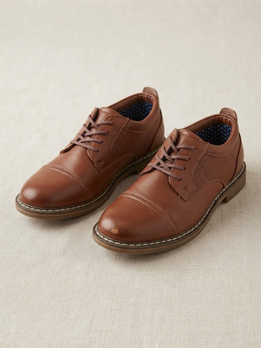 Steve Madden Boys Oliver Cognac Brown Dress Shoes Oxfords Size 11 Holiday